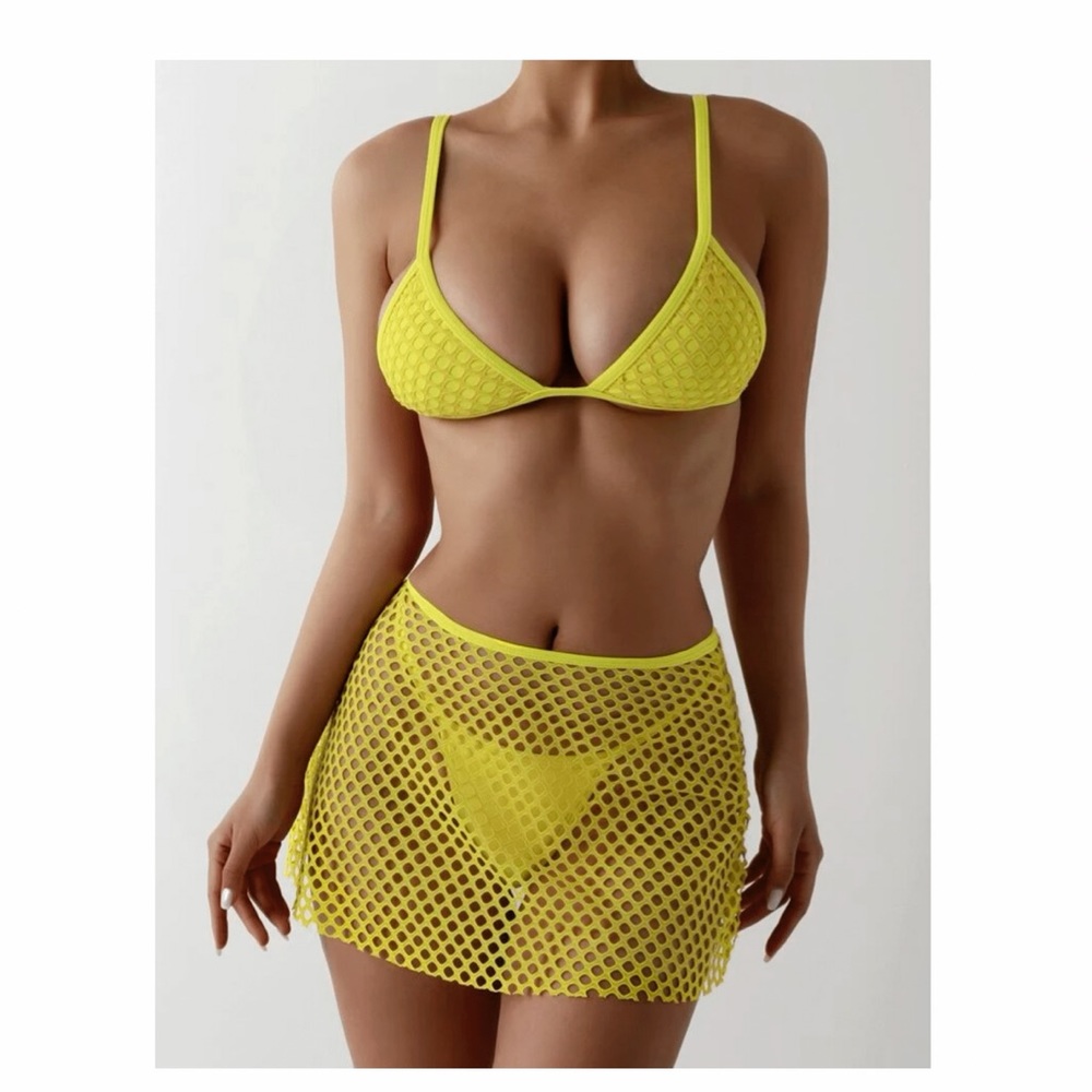 Yellow 3pcs Bikini Swimsuit